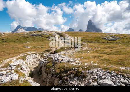 Monte Piano, Reste des Weltkrieges, Dolomiti, Italien Stockfoto