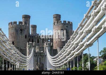 Conway,Conwy,Conwy Castle,Conway Castle,Burgmauern,Mauern,Küste,Küste,Markt,Stadt,Conwy County,Conway County,Nord,Wales,Walisisch,GB,Großbritannien,Großbritannien,Britisch,UK,Vereinigtes Königreich, Stockfoto