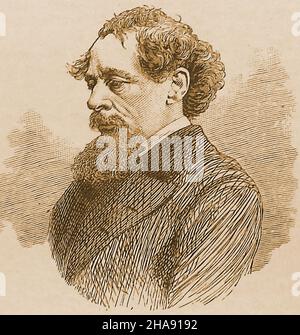 Ein Porträt des Autors Charles Dickens aus dem 19th. Jahrhundert. Charles John Huffam Dickens FRSA ( 1812 – 1870 ) war ebenfalls Philanthropin Stockfoto