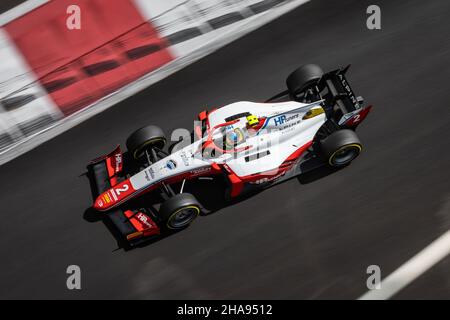 02 Piastri Oscar (aus), Prema Racing, Dallara F2, Aktion während des Laufs 8th der FIA Formel 2 Meisterschaft 2021 vom 10. Bis 12. Dezember 2021 auf dem Yas Marina Circuit, in Yas Island, Abu Dhabi - Foto: Diederik Van der Laan/DPPI/LiveMedia Stockfoto