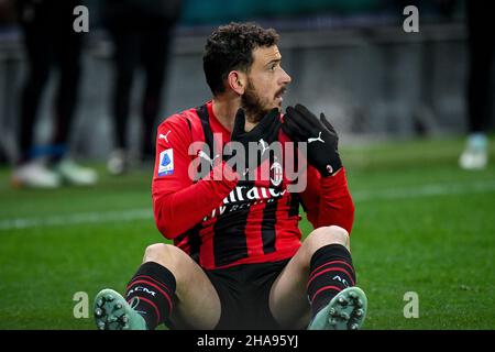 Friuli - Stadion Dacia Arena, Udine, Italien, 11. Dezember 2021, Der Mailänder Alessandro Florenzi reagiert während des Spiels Udinese Calcio gegen AC Milan - italienische Fußballserie A Stockfoto