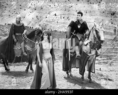 Tere Velazque (Mitte), Drehort des Films, 'der Kastilier', Originaltitel: El Valle de las Espadas, Warner Bros., 1963 Stockfoto