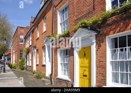 Georgianisches Haus Fassaden, Castle Street, Farnham, Surrey, England, Vereinigtes Königreich Stockfoto