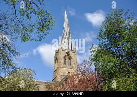 Kirche Notre-Dame und alle Heiligen, Chesterfield, Derbyshire, England, Vereinigtes Königreich Stockfoto