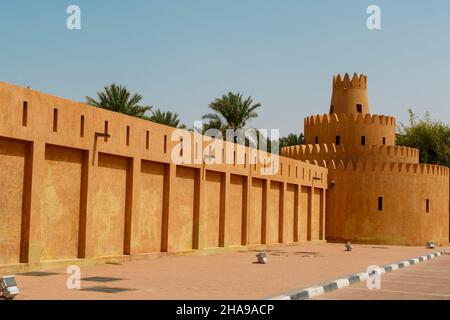 Außenansicht des Al Ain Palace Museums in Al Ain, Abu Dhabi, Vereinigte Arabische Emirate, Arabien Stockfoto