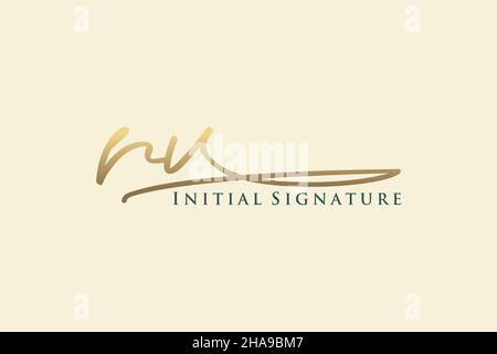 RV Letter Signature Logo Template Elegantes Design-Logo. Handgezeichnete Kalligraphie Schriftzug Vektor Illustration. Stock Vektor