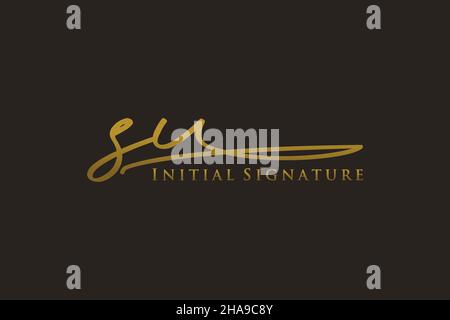 SU Letter Signature Logo Vorlage Elegantes Design-Logo. Handgezeichnete Kalligraphie Schriftzug Vektor Illustration. Stock Vektor