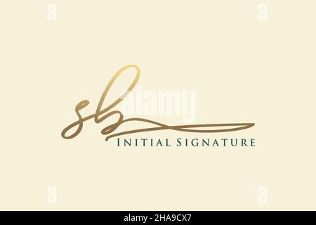 SB Letter Signature Logo Template Elegantes Design-Logo. Handgezeichnete Kalligraphie Schriftzug Vektor Illustration. Stock Vektor