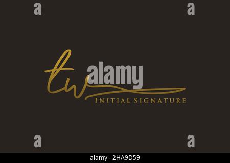 TW Letter Signature Logo Template Elegantes Design-Logo. Handgezeichnete Kalligraphie Schriftzug Vektor Illustration. Stock Vektor