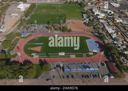 Eine Luftaufnahme des Roy P. Drachman Stadions auf dem Campus der ...