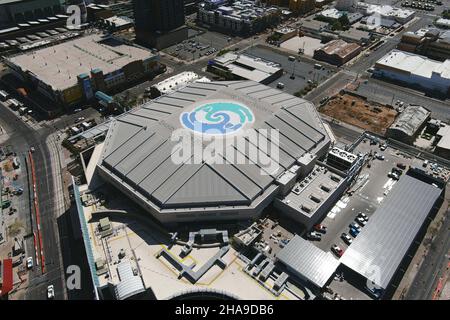 Eine Luftaufnahme des Footprint Center, Dienstag, 2. März 2021, in Phoenix. Die Arena, früher bekannt als die America West Arena (1992-2006), US Airway Stockfoto