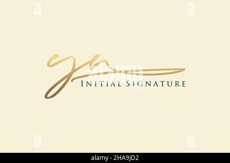 YN Letter Signature Logo Template Elegantes Design-Logo. Handgezeichnete Kalligraphie Schriftzug Vektor Illustration. Stock Vektor