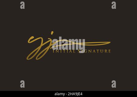YJ Letter Signature Logo Template Elegantes Design-Logo. Handgezeichnete Kalligraphie Schriftzug Vektor Illustration. Stock Vektor