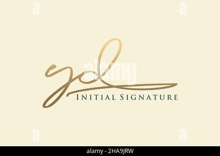 YD Letter Signature Logo Template Elegantes Design-Logo. Handgezeichnete Kalligraphie Schriftzug Vektor Illustration. Stock Vektor