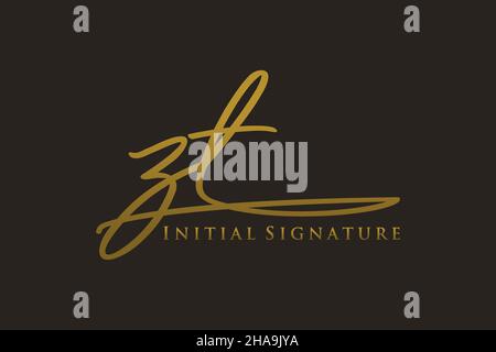 ZT Letter Signature Logo Template Elegantes Design-Logo. Handgezeichnete Kalligraphie Schriftzug Vektor Illustration. Stock Vektor