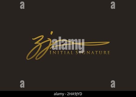 ZJ Letter Signature Logo Template Elegantes Design-Logo. Handgezeichnete Kalligraphie Schriftzug Vektor Illustration. Stock Vektor