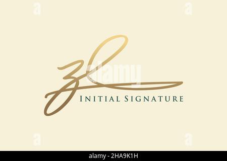 ZL Letter Signature Logo Template Elegantes Design-Logo. Handgezeichnete Kalligraphie Schriftzug Vektor Illustration. Stock Vektor