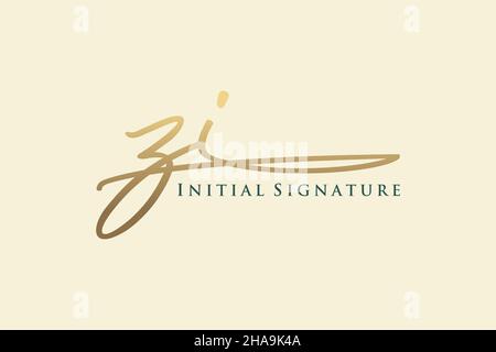 ZI Letter Signature Logo Template Elegantes Design-Logo. Handgezeichnete Kalligraphie Schriftzug Vektor Illustration. Stock Vektor