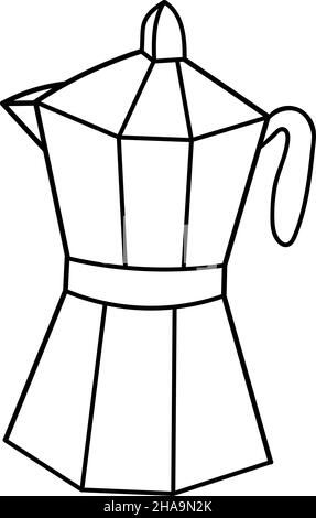 Geyser Kaffeemaschine. Handgezeichnetes Brühgerät für Kaffee. Moka-Kochmaschine für die Zubereitung von Aromagetränken. Vektorgrafik im Doodle-Stil iso Stock Vektor