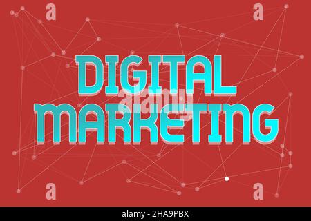 Konzeptionelle Darstellung Digitales Marketing. Business-Ansatz Suchmaschinenoptimierung Pay per Click Ad Internet Line illustrierte Hintergründe mit verschiedenen Stockfoto