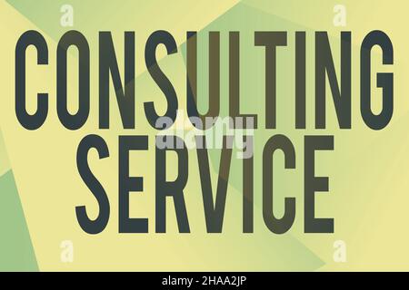 Textschild mit Consulting Service. Wort für Experten, die einem Dritten Wissen für eine Gebührenzeile bietet illustrierte Hintergründe mit verschiedenen Stockfoto