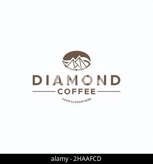Flaches Buchstabenzeichen MIT DIAMANTEM KAFFEE-Logo Stock Vektor
