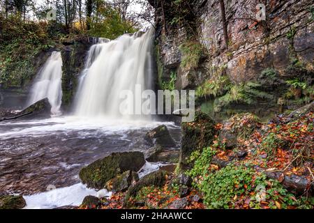 Lynn Falls Wasserfall, Dalry, Schottland. Stockfoto