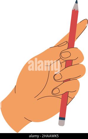 Hand mit scharfem Bleistift, Zeichnung und Malerei Stock Vektor
