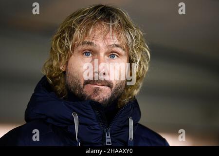 Venedig, Italien. 11. Dezember 2021. Pavel Nedved Nedved schaut vor dem Fußballspiel der Serie A zwischen dem FC Venezia und dem FC Juventus nach. Kredit: Nicolò Campo/Alamy Live Nachrichten Stockfoto