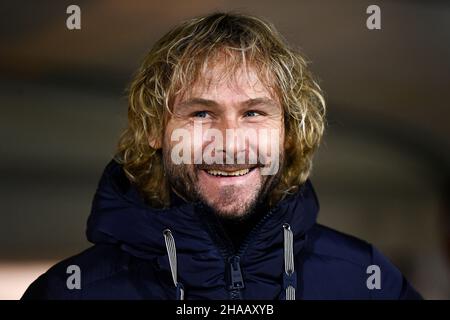 Venedig, Italien. 11. Dezember 2021. Pavel Nedved Nedved lächelt vor dem Fußballspiel der Serie A zwischen dem FC Venezia und dem FC Juventus. Kredit: Nicolò Campo/Alamy Live Nachrichten Stockfoto