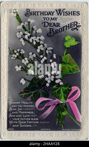 Retro Design einer Geburtstagskarte , um 1910 Stockfoto