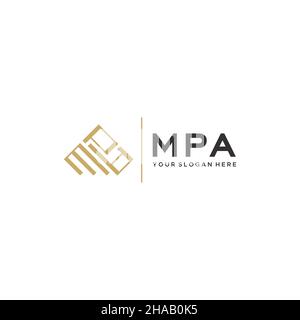 Flaches Buchstabenzeichen anfängliches MPA-Gebäude Logo-Design Stock Vektor