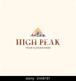 Modernes farbenfrohes HIGH PEAK Mountain Logo-Design Stock Vektor
