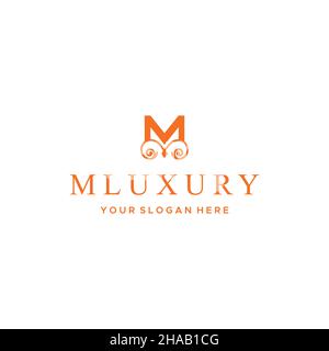 Flaches Buchstabenzeichen Initiales M MLUXURY-Logo Stock Vektor