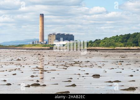 Kraftwerk Longannet und Schornstein, der abgerissen wurde 9. Dezember 2021, Fife, Schottland, Großbritannien Stockfoto