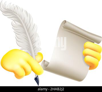 Stiftskiel Feder Papierrolle Emoji Cartoon-Symbol Stock Vektor