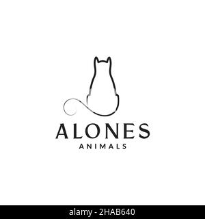 Kontinuierliche Linie Katze sitzen allein Logo Symbol Symbol Vektor Grafik Design Illustration Idee kreativ Stock Vektor