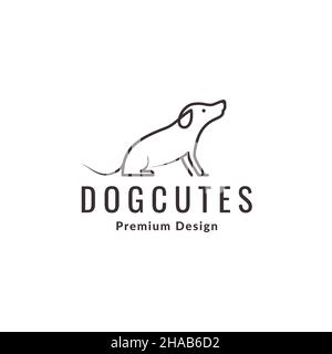 Kontinuierliche Linie Seite doggy Logo Symbol Symbol Vektor Grafik Design Illustration Idee kreativ Stock Vektor