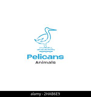 Kontinuierliche Linie Vogel Pelikan Logo Symbol Symbol Vektor Grafik Design Illustration Idee kreativ Stock Vektor
