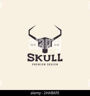 Schädel Kopf Tier lang Horn vintage Logo Symbol Symbol Vektor Grafik Design Illustration Idee kreativ Stock Vektor