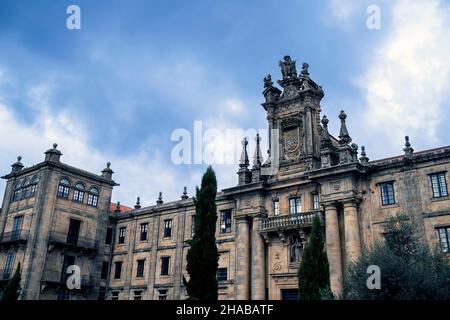 Blick auf das Kloster San Martino Pinario in der Stadt Santiago de Compostela, Galicien, Spanien. Stockfoto