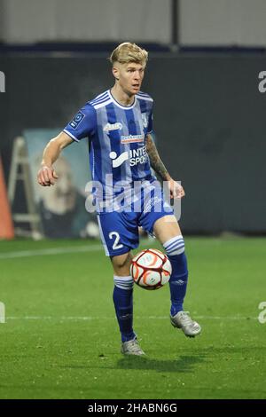 Während der französischen Meisterschaft Ligue 2 Fußballspiel zwischen USL Dunkerque und AJ Auxerre am 11. Dezember 2021 im Marcel Tribut Stadion in Dunkerque, Frankreich - Foto: Laurent Sanson/DPPI/LiveMedia Stockfoto