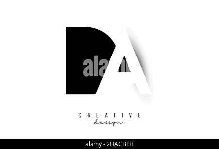 Buchstaben da Logo mit schwarz-weißem Negativraum-Design. Buchstaben D und A mit geometrischer Typografie. Kreative Vektor-Illustration mit Buchstaben. Stock Vektor