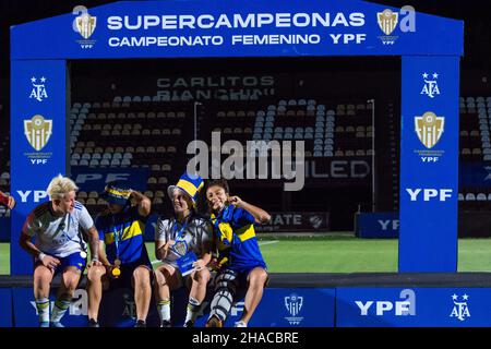 Vicente Lopez, Buenos Aires, Arg Bocas Spieler feiern nach dem Sieg im Spiel zwischen Boca Juniors und San Lorenzo im Vicente Lopez Stadium Camila Ramenzoni/SPP Stockfoto