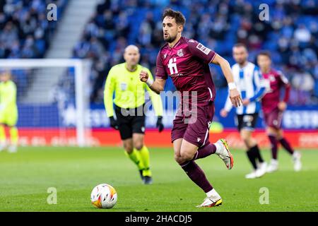 BARCELONA - NOV 28: Adnan Januzaj in Aktion während des La Liga-Spiels zwischen RCD Espanyol und Real Sociedad de Futbol im RCDE-Stadion am November Stockfoto