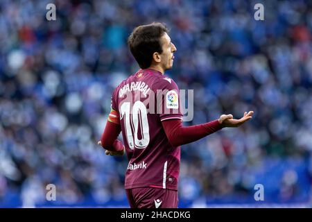 BARCELONA - NOV 28: Mikel Oyarzabal in Aktion während des La Liga-Spiels zwischen RCD Espanyol und Real Sociedad de Futbol im RCDE-Stadion auf Novembe Stockfoto