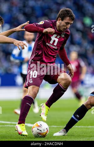 BARCELONA - NOV 28: Mikel Oyarzabal in Aktion während des La Liga-Spiels zwischen RCD Espanyol und Real Sociedad de Futbol im RCDE-Stadion auf Novembe Stockfoto