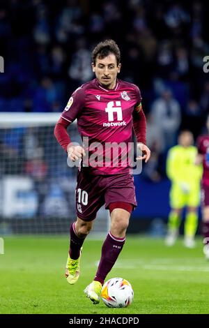 BARCELONA - NOV 28: Mikel Oyarzabal in Aktion während des La Liga-Spiels zwischen RCD Espanyol und Real Sociedad de Futbol im RCDE-Stadion auf Novembe Stockfoto