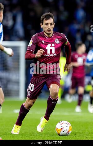 BARCELONA - NOV 28: Mikel Oyarzabal in Aktion während des La Liga-Spiels zwischen RCD Espanyol und Real Sociedad de Futbol im RCDE-Stadion auf Novembe Stockfoto