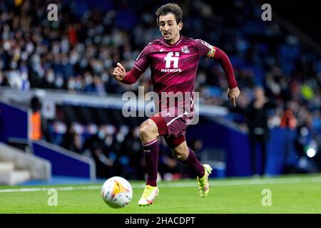 BARCELONA - NOV 28: Mikel Oyarzabal in Aktion während des La Liga-Spiels zwischen RCD Espanyol und Real Sociedad de Futbol im RCDE-Stadion auf Novembe Stockfoto